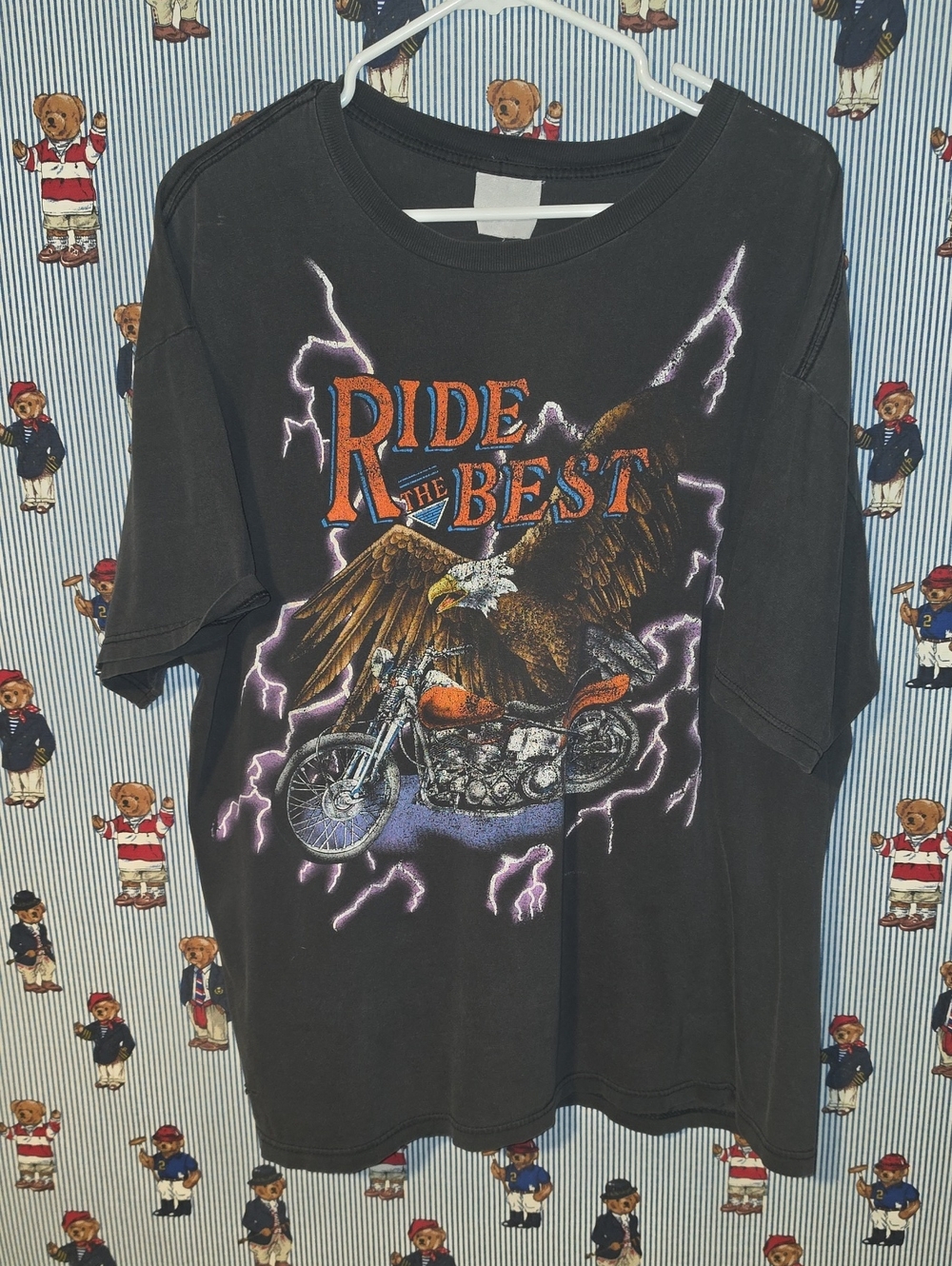 Vintage Ride The Best 90s Usa Thunder Purple Lightning Biker Vtg Xl